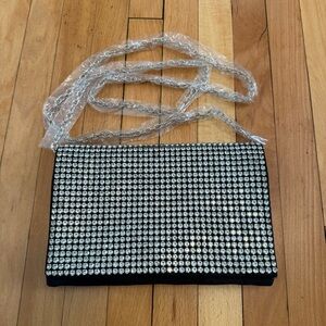 Rhinestone and Black Evening Clutch/Shoulder bag NWT by Amber Sceats